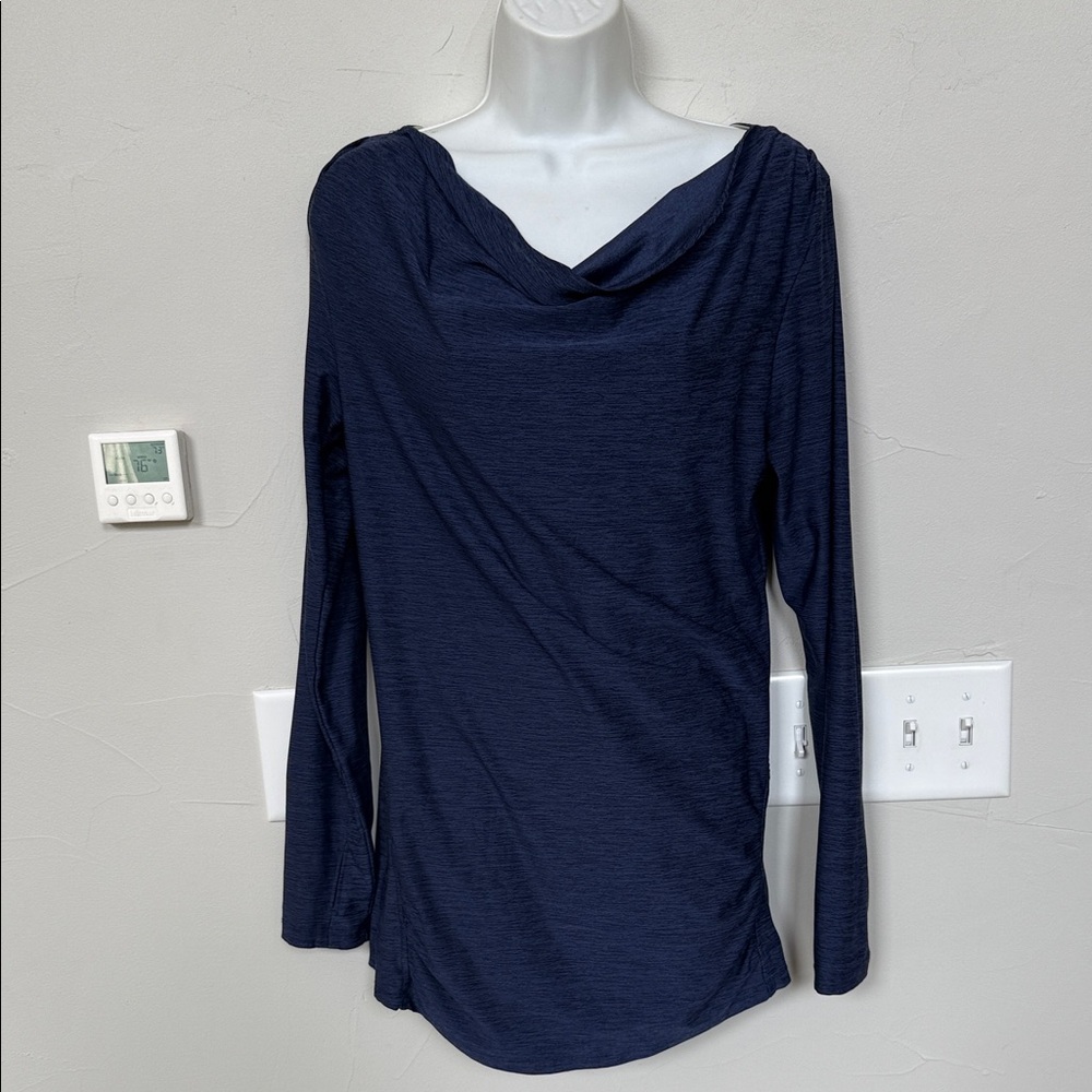 Chic Midnight Blue Long Sleeve Women's Top
